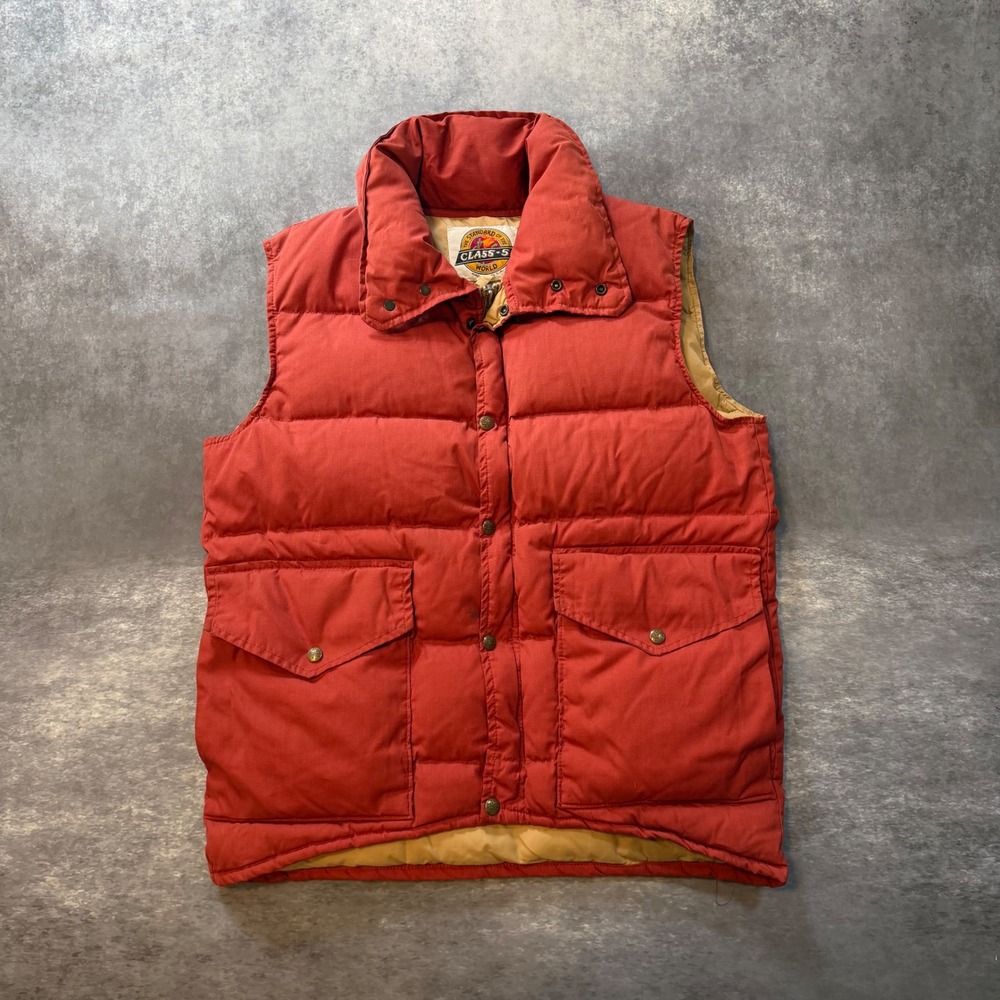 VTG Class-5 Marty McFly Back to the Future Down Vest Mens L Red Orange 70s USA